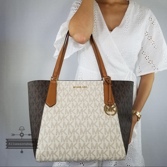 NWT michael Kors Kimberly Large bonded tote brown - Picture 2 of 8
